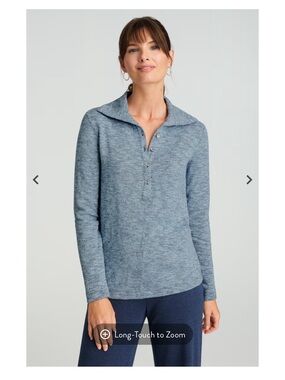 J Jill Pure Jill Marl Slub Heathered Blue Pullover Collared Top XL